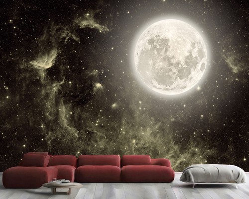 Night sky moon with stars - with,