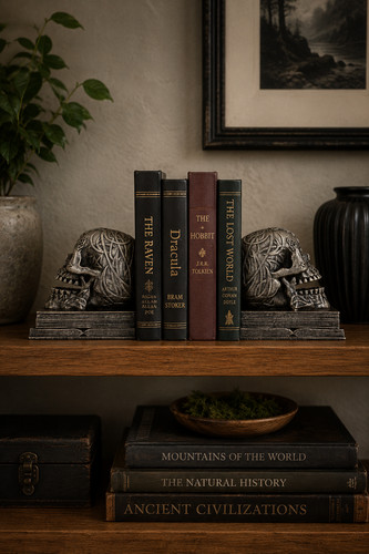 Celtic skull bookends pair - celtic,