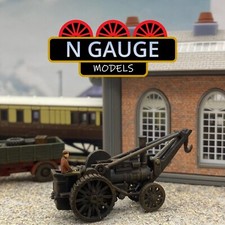 PAINTED - N Scale Gauge 1:148 Crane Engine & Figure! (Swan Neck Dock 1:160)