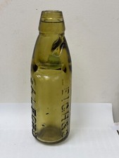 59108 Old Vintage Antique Glass Bottle Hamilton Amber Codd Salford Leigh 6oz