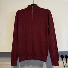 William Hunt Savile Row London 1/4 Zip Men's Large Burgundy  Pullover