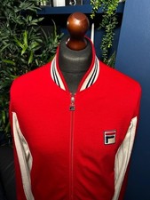80s Vintage Fila Settanta Big F Track Top Jacket Red White Wool Blend Mens Large