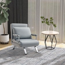 Single Chair Bed Armchair Sofa Bed Guest Sleeper Lounge with Pillow Light Grey