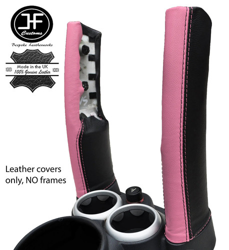 Black pink leather 2x down - black,