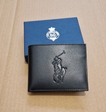 Men’s Polo Ralph Lauren Big Pony Bi-Fold Leather Wallet in Coin Pocket (Gift)