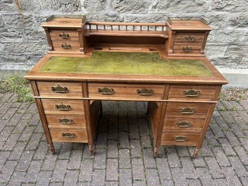 Edwardian leather top desk - top,