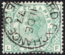 GB: 1876-1881 1/- Telegraph Plate 4 Sg T8 Superb Used Example - Cat £55