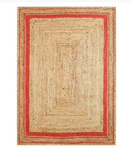 Rectangular jute rug red - rectangular,