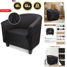 Club Chair Slipcover Black Stretch Armchair Protector Furniture Cover