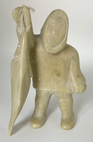 Inuit white stone carving - white,