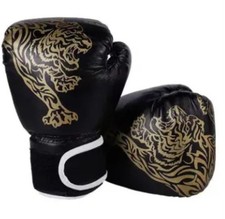Kids Boxing Gloves 2oz Junior Boxing Boys Girls Gold Tiger Pattern 6-12Year New 