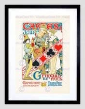 AD EXHIBITION PLAYING CARD GRIMAUD PARIS KNAVE KING QUEEN FRAMED PRINT B12X6778