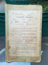 Rare, possibly one off cordite records folder for HMS Vidette. 1943 Navy WWII 