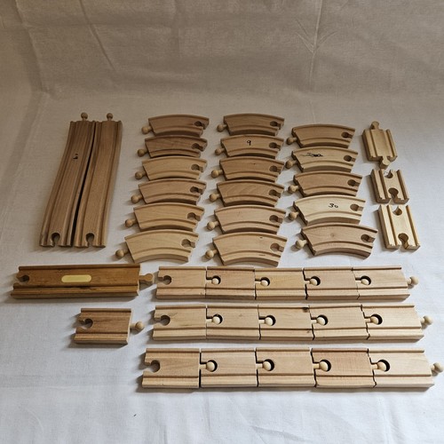 Wooden train track pieces - wooden,
