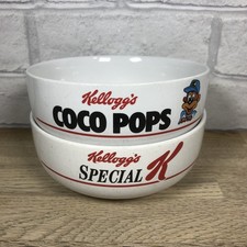 Kellogs Cereal Bowl x 2 1987 Retro Coco Pops Special K Ceramic Vintage Bowls.