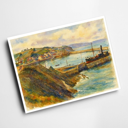 Print watchet harbour - a6,