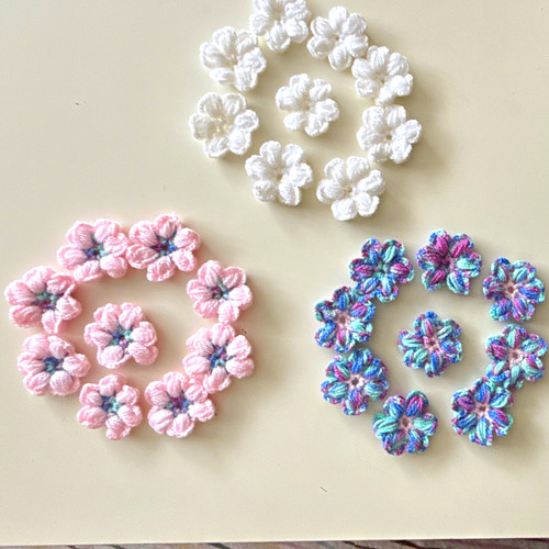 Sew yarn crochet flower - sew-on,