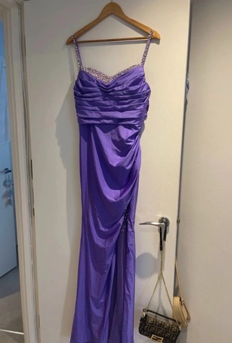 Purple satin evening prom - purple,