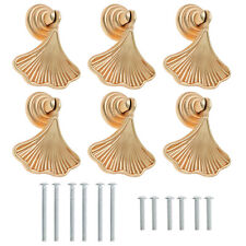 6x Ginkgo Leaf Shape Knob Handles with Screws Ginkgo Leaf Door Knobs Gold