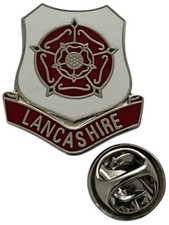 Lancashire County Red Rose on Shield Lapel Pin badge FREE P&P