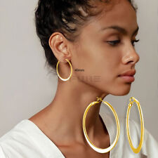 40MM Woman Gold Hoop Earrings Large Circle 18K Real Gold Plated Stainless Steel