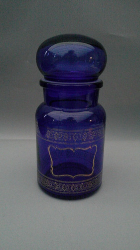 Vintage blue glass gilded - blue,