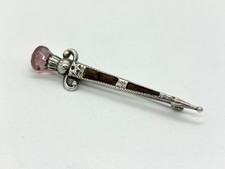 Antique Scottish Sterling Silver Sword Shaped Dirk Pin Brooch with thistle top