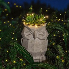 Solar Owl Plant Pot Funny