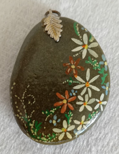 Vintage hand painted - painted, stone