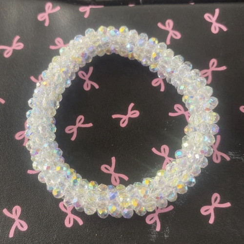 Clear faceted crystal beaded - clear,