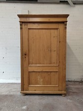 Antique Late 19th Century French Solid Pine Dwarf Hall Wardrobe Armoire...