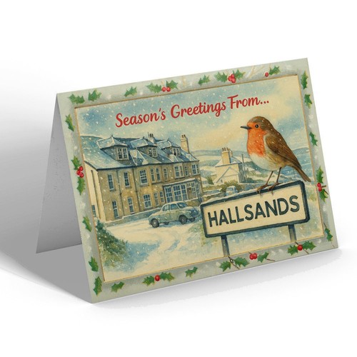 Xmas notelet hallsands - xmas,