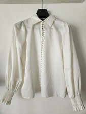 The Kooples Women's Button Down Blouse with Puff Sleeves