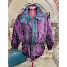 coat 1980s purple teal batwing
