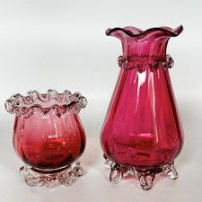 2 x Antique Cranberry Glass