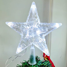 Xmas Ornament Christmas Tree Topper LED Cool White Light Up Star Tree Home Party
