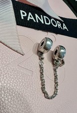 Genuine Pandora Silver & Rose Gold Crown O Logo Safety Chain ALE 925 #788313