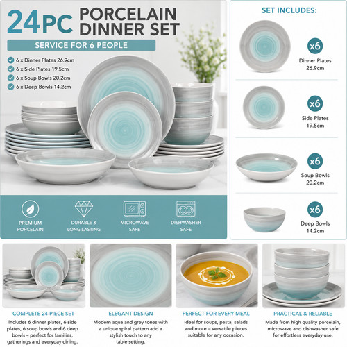 24pc modern porcelain dinner - 24pc,