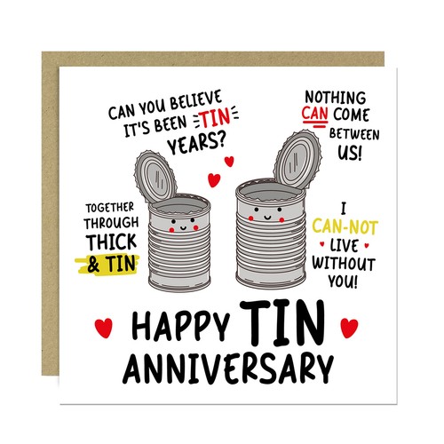 Tin anniversary card for - anniversary,
