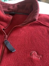 Lowe Alpine Fleece Sweater Size Large With Pockets Red 2 tone Lrg 