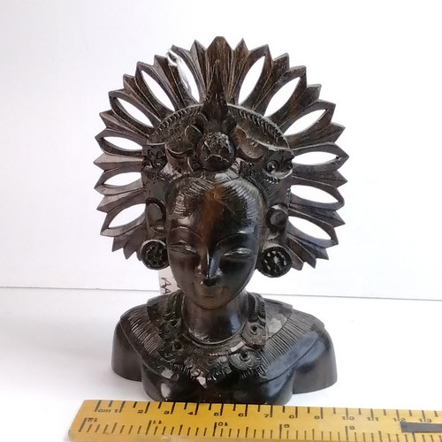 Carved wooden balinese bust - carved,