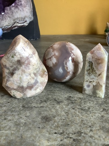 Natural flower agate sphere - flower,