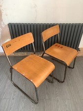 2 Vintage Tubular Stacking School Chairs, Cafe, Bar, Restaurant Restored