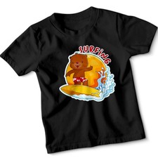 Cute Bear Surfing Cartoon Kids