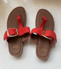 Gabor Lanzarote Red Suede Women's Toe Post Sandals Size 5 (38) Very Rare!