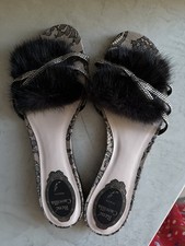 Rene Caovilla mink fur embellished luxury lace slider/EU38 fits smaller/NEW