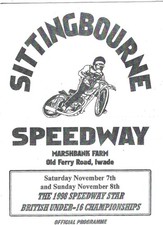 @SITTINBOURNE BRITISH UNDER 16 CHAMPIONSHIP 7/11/1998 BLANK SPEEDWAY PROGRAMME