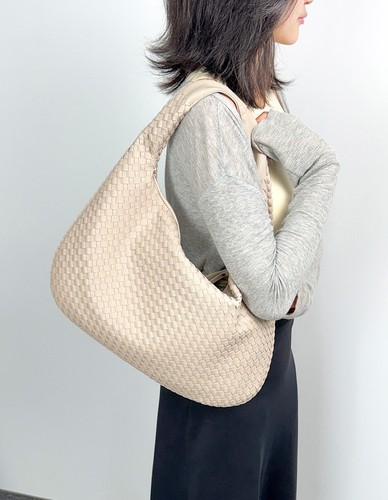 Woven faux leather shoulder - faux,