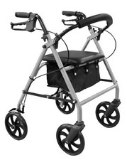 Deluxe Silver Lightweight 4 Wheel Rollator Walker Padded Seat