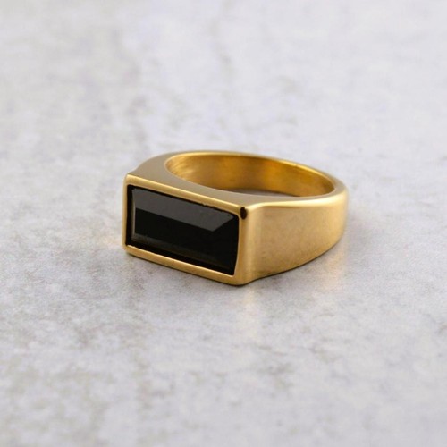 Gold onyx rectangle signet - gold,